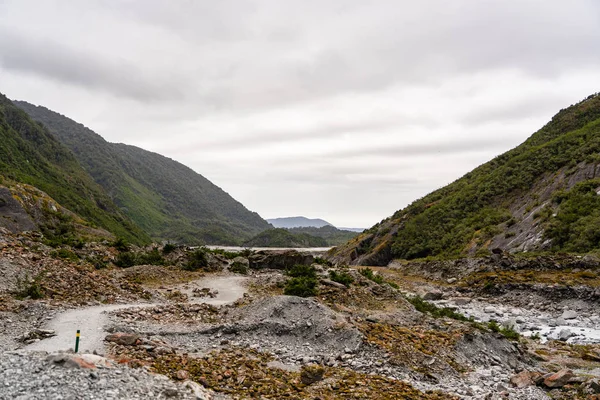 フランツ ヨーゼフ氷河と谷の床 フランツ ヨーゼフ氷河国立公園 ニュージーランド フランツ ヨーゼフ氷河の周りの美しい自然のイメージ — ストック写真