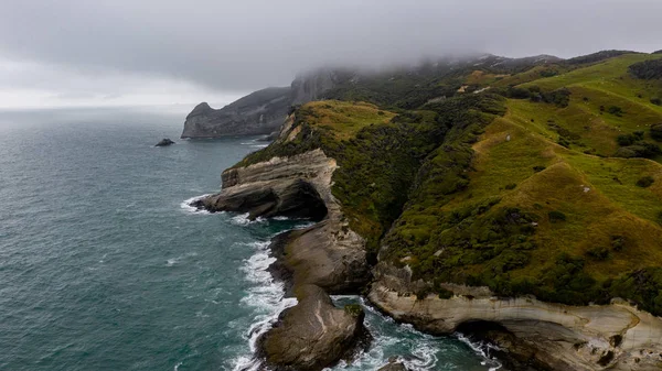 Cape Farewell South Island Uusi Seelanti Ilmakuva Drone Valokuvaus Yli — kuvapankkivalokuva