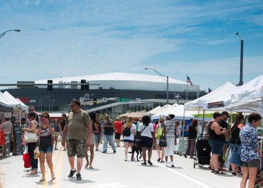 Omaha Nebraska ABD çiftçilere piyasa üzerinde 22 Temmuz 2018 Aksarben köyde zevk insanlar