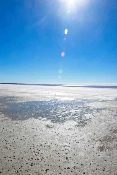 Обширное Солёное Озеро Глухой Пустыне Западной Австралии Солнечным Светом Голубым — стоковое фото