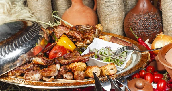 Meat Baked Grill According Georgian Recipe — Stock Photo, Image