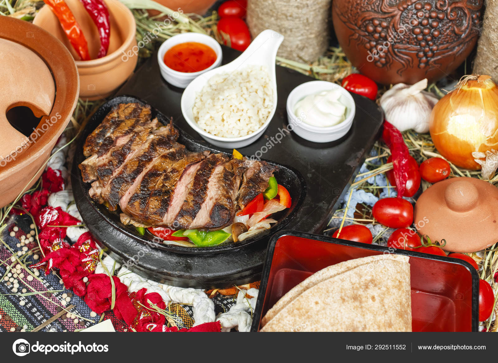 Calf Meat Prepared Grill According Recipe Garnish Sauces Stock