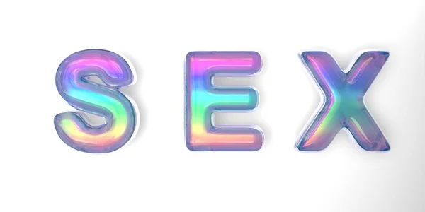 3D-tekst van de brief Sex in de stijl van zeepbellen met een regenboog tint — Stockfoto