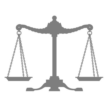 Silhouette of old balance - scales, symbol of justice clipart