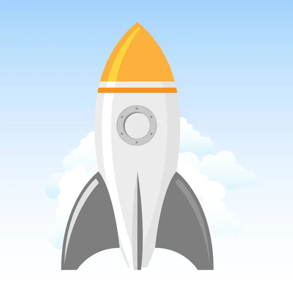 Rocket Launch Spacecraft Clouds Rocket Start — Stock Vector