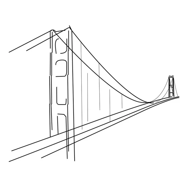 ゴールデン ゲート ブリッジのシルエット サンフランシスコでの象徴的なスケッチ — ストックベクタ