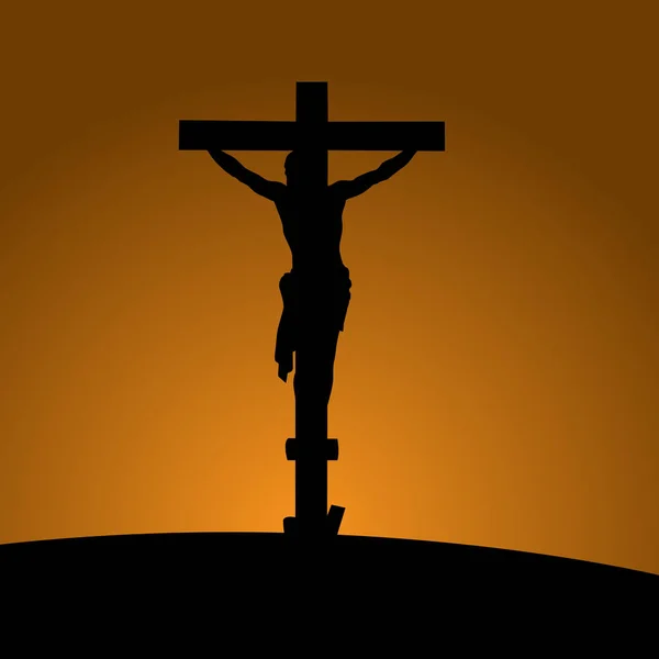 Silueta Crucifixión Con Jesucristo — Archivo Imágenes Vectoriales