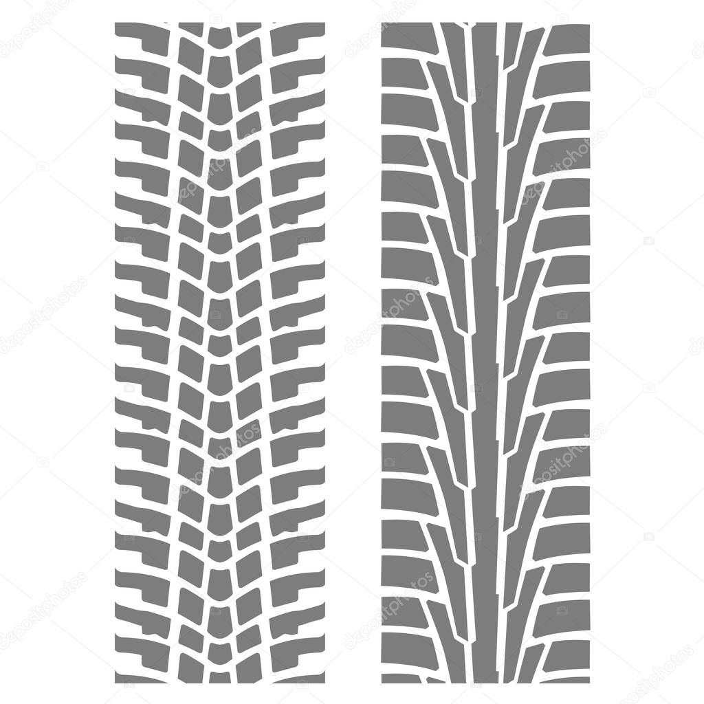 Two seamless tyre tracks patterns - wheel tire imprint