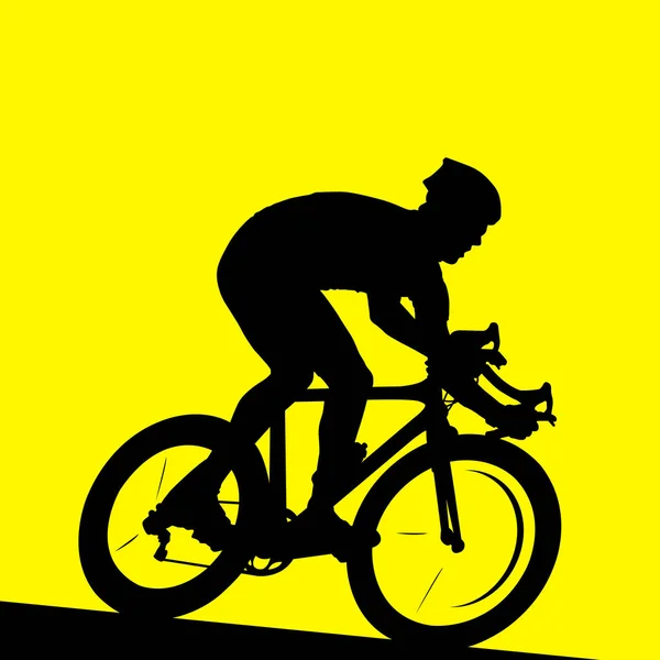Rennradfahrer Silhouette Eines Radfahrers Rennen — Stockvektor