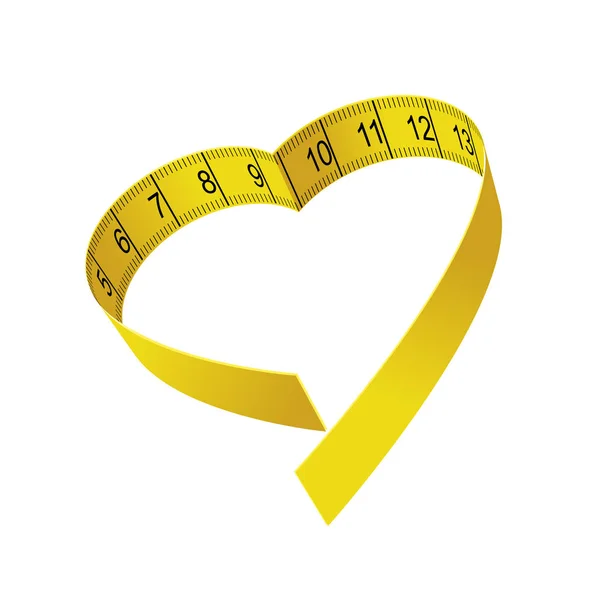 心形胶带测量 节食和健身概念 — 图库矢量图片