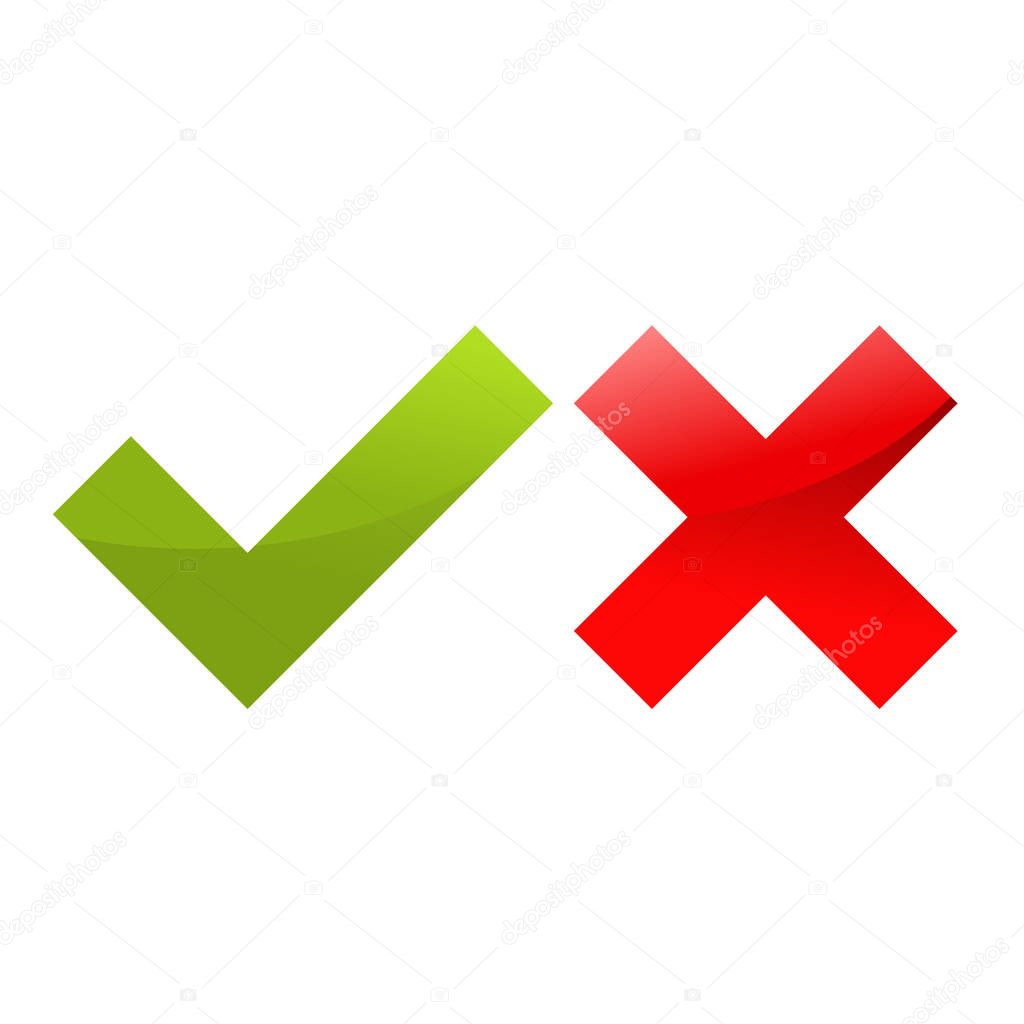 Tick and cross icons - approved and decline symbols