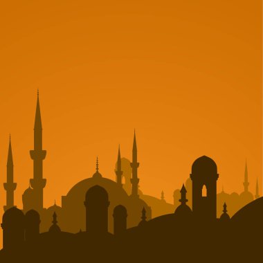 Cami siluet - Istanbul cityscape ile Arapça cityscape