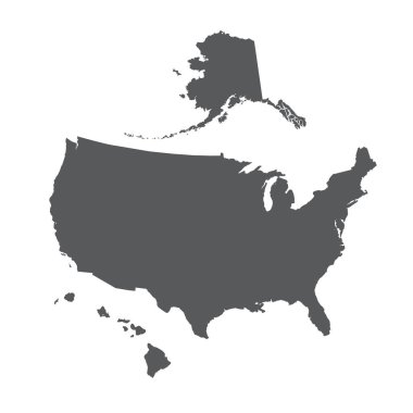 ABD harita anahat Alaska ve Hawaii Adaları ile