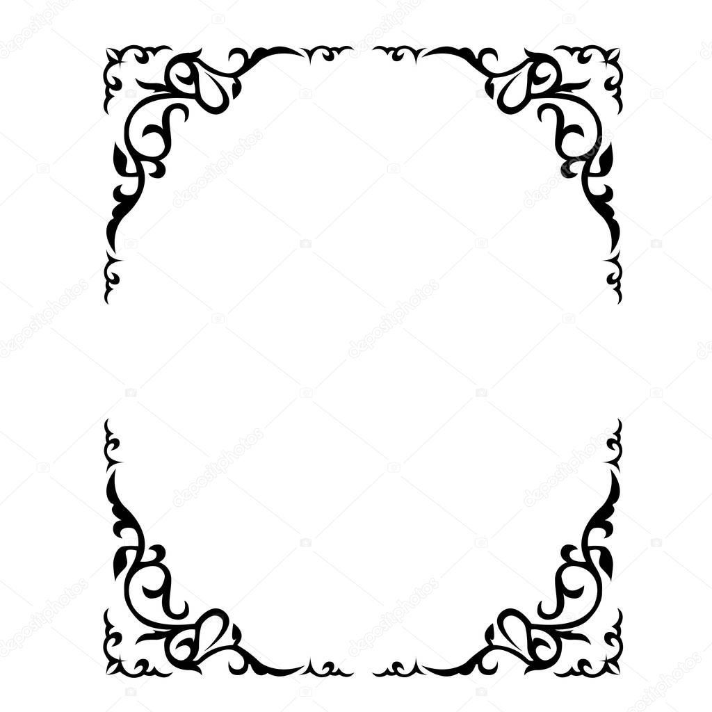 Ornate floral frame with refined vignette in corners