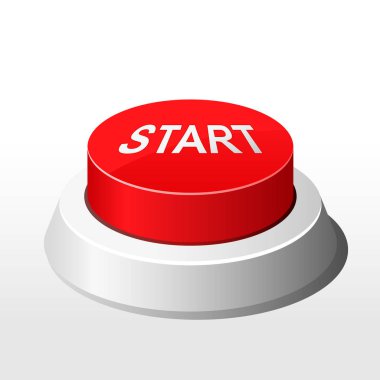 Kırmızı bir düğme ile yazıt Start - başlatma düğmesi 