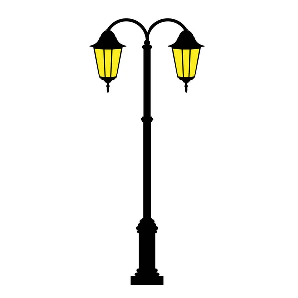 Straat Lamp Retro Lantaarnpaal Met Twee Lantaarns Stockillustratie