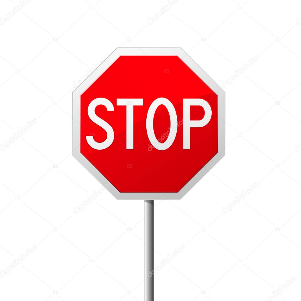 Stop road sign  - octahedral traffic sign