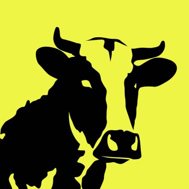 Sarı arka plan - sığır sembol siyah inek