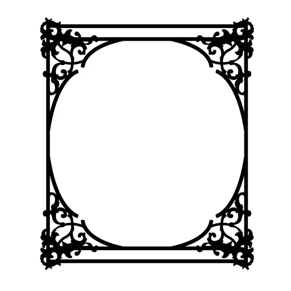 Zwart Vierkant Vintage Frame Met Florale Krullen — Stockvector