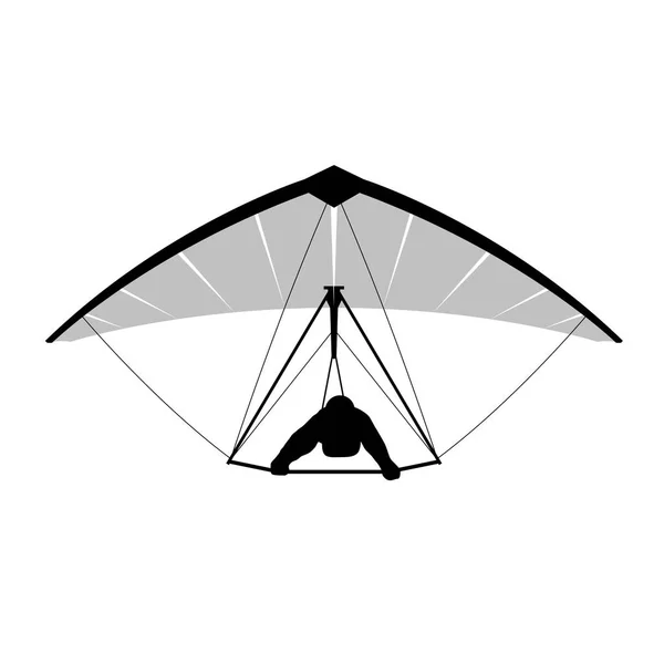 Silhouette Hang Glider Sportsman — Stock Vector