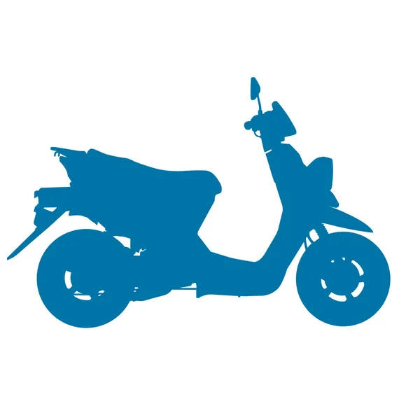 Silhouet Van Blauwe Motor Scooter Bromfiets — Stockvector
