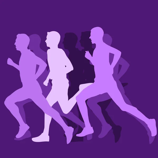 Man - uzun mesafe koşucusu veya kısa mesafe koşucusu çalışan siluet