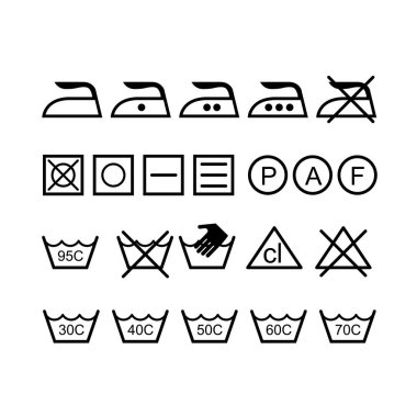 Çamaşırhane Icons - semboller yıkama seti