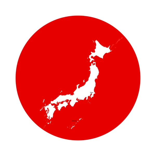 Esquema Del Mapa Japón Círculo Rojo Bandera Japón — Archivo Imágenes Vectoriales
