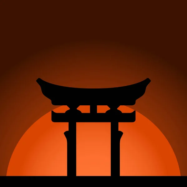 Porte Miyajima Torii Avec Fond Coucher Soleil — Image vectorielle