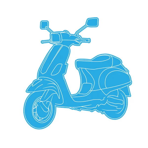 Retro Blauw Motor Scooter Bromfiets — Stockvector