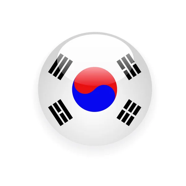 South Korea Flag Button Icon — Stock Vector