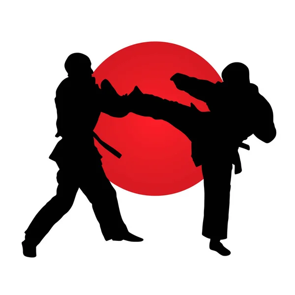 Silueta Karate Bojovníci — Stockový vektor