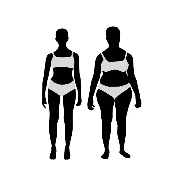 Frauen Vor Und Nach Der Gewichtsabnahme — Stockvektor
