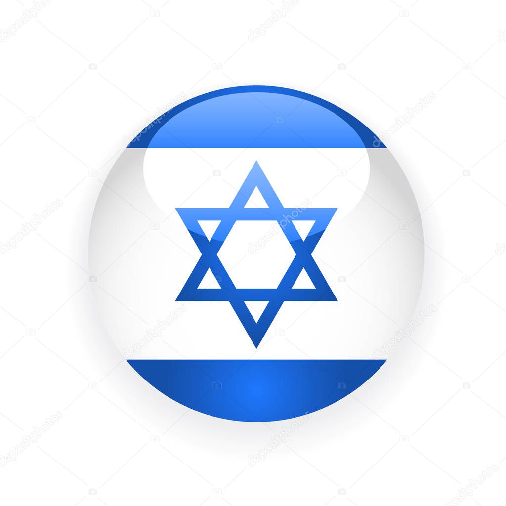Israel flag round button with blue david star 