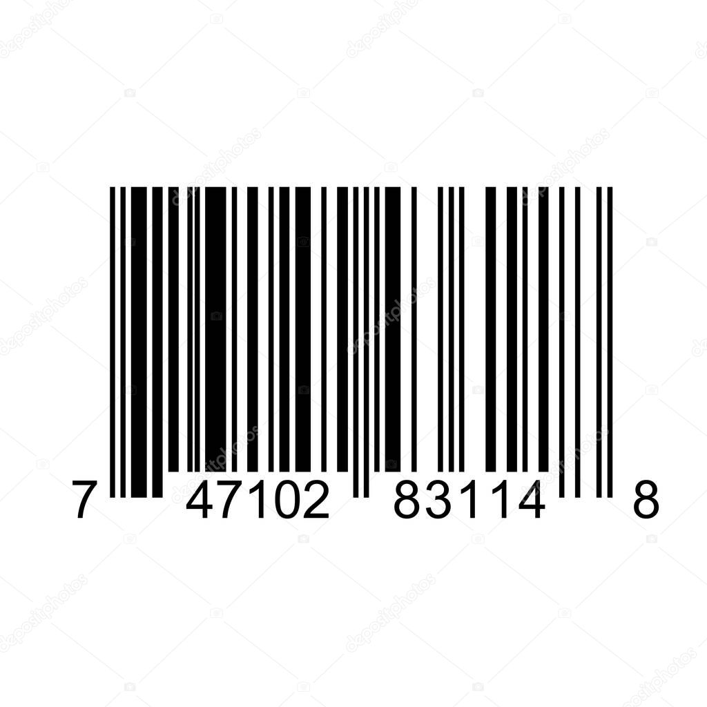 Bar code square label on white background 