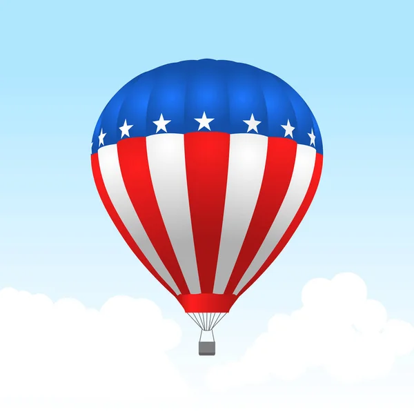 Amerikanischer Heißluftballon Mit Sternen Und Streifen Auf Himmelshintergrund — Stockvektor