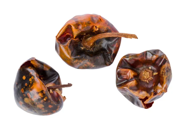 Three Dried Cascabel Chile Peppers — Stock Photo, Image