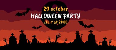 Cadılar Bayramı Partisi bilet, afiş, kart veya poster şablonu tasarım 