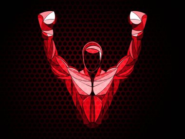 Saçılan boksör. Boks vektör çizim. Boksör siluet. Sporcular fotoğraf parçacıkların oluşmaktadır.