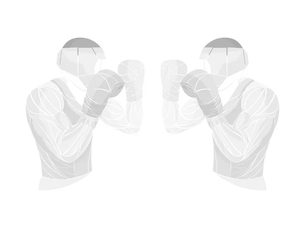 Boxer de partículas. Ilustração vetorial de boxe. Sílhueta de pugilista. Imagem de atletas composta por partículas . — Vetor de Stock