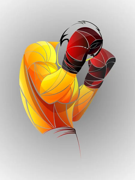 Boxer aus Teilchen. Box-Vektor-Illustration. Boxersilhouette. Athleten-Image aus Teilchen. — Stockvektor