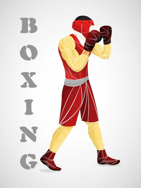 Boxeador de partículas. Ilustración de vectores de boxeo. Silueta de boxeador. Atletas imagen compuesta de partículas . — Vector de stock