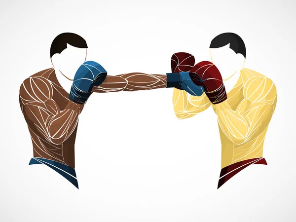 Boxer van deeltjes. Boksen vectorillustratie. Boxer silhouet. Atleten afbeelding bestaat uit deeltjes. — Stockvector