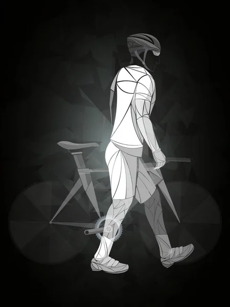 Thème cyclisme, silhouette vectorielle rayée du cycliste de route — Image vectorielle