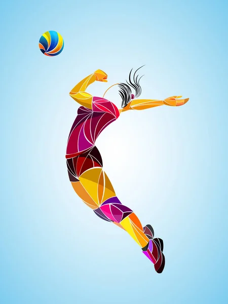 Volleyball international, volleyball en direct, volleyball de jeu, volleyball féminin, joueuse de volleyball — Image vectorielle