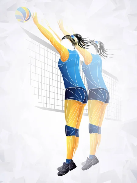 Voleibol internacional, voleibol en vivo, jugar voleibol, voleibol femenino, jugador de voleibol — Vector de stock