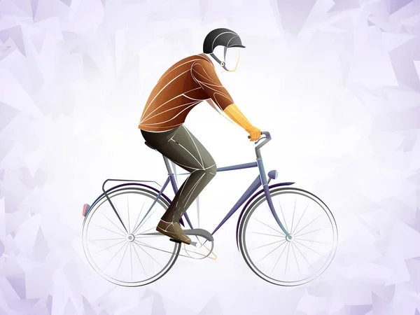 サイクリングツアー トラック 自転車 幾何学的 サイクリストスタイルのベクトル 若い男が自転車に乗っている スポーツ活動 — ストックベクタ