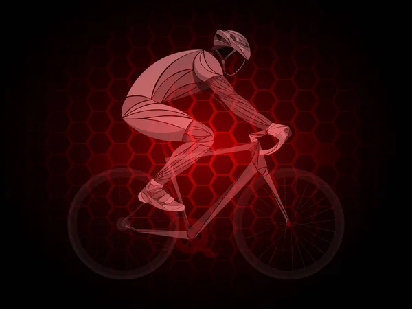 Cycling Tour Track Bicycle Geometric Cyclist Stylized Vector Young Man — Stock Vector