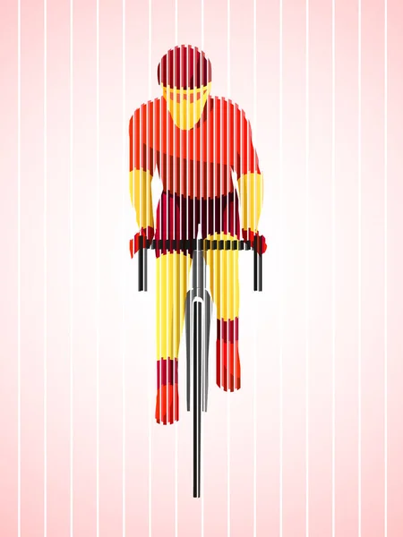 Cycling Tour Track Bicycle Geometric Cyclist Stylized Vector Young Man — Stock Vector