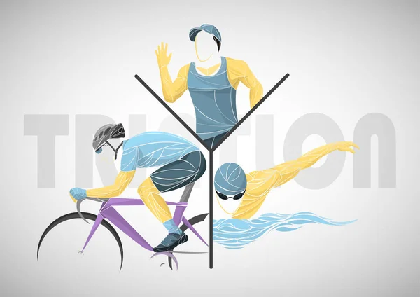 Tour à vélo, piste, vélo, géométrique, cycliste stylisé vecteur. Un jeune homme fait du vélo. Activité sportive. — Image vectorielle
